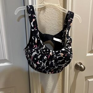 Livi Active Black and Pink Patterned Sports Bra